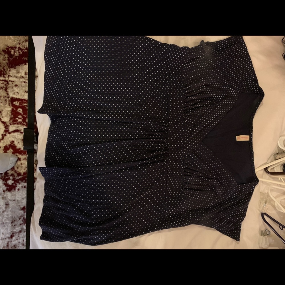 Navy blue polka dot blouse